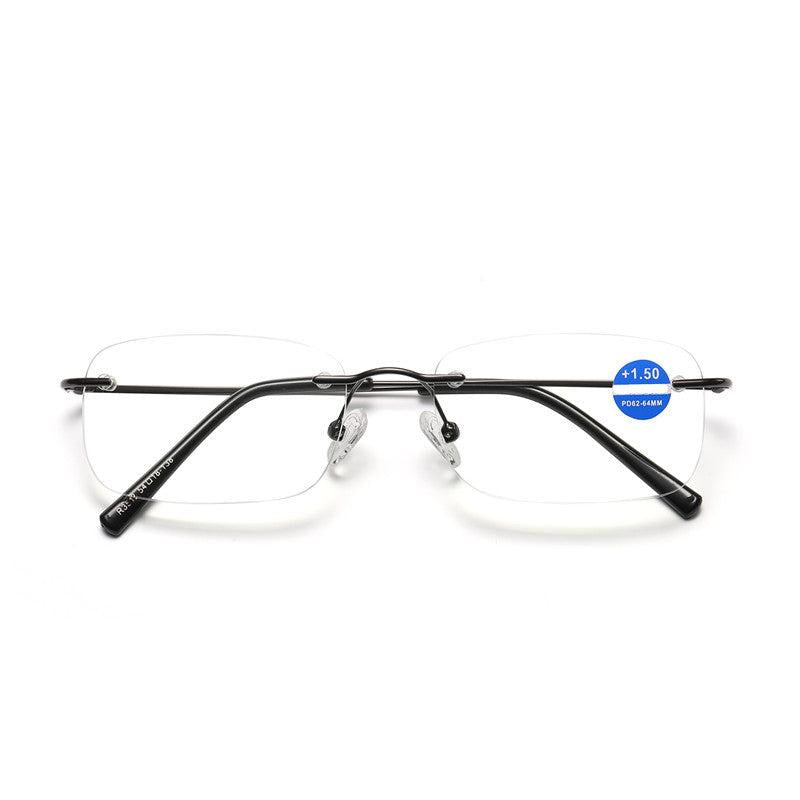 Metal Frame Rimless Light Blocking Reading Glasses