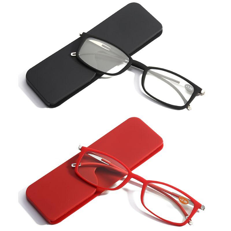 Metal Frame Reading Glasses with Case Sticker - Unisex Men Women