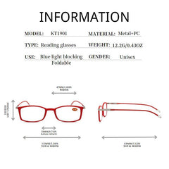Metal Frame Reading Glasses with Case Sticker - Unisex Men Women