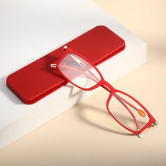 Metal Frame Reading Glasses with Case Sticker - Unisex Men Women