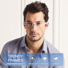 Purple Reading Glasses Light Blocking Glasses Men Women Rectangle Eyewear