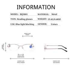 Metal Round Frame Gaming Glasses Light Blocking Lens Unisex Reading 1.0-4.0