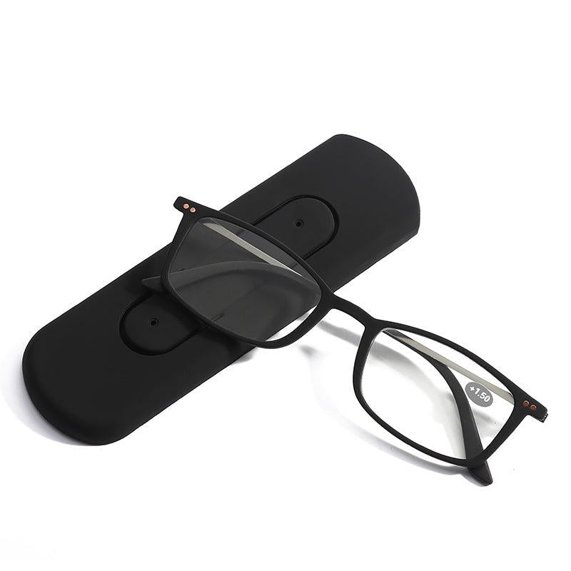 Metal Frame Portable Reading Glasses with Case Sticker