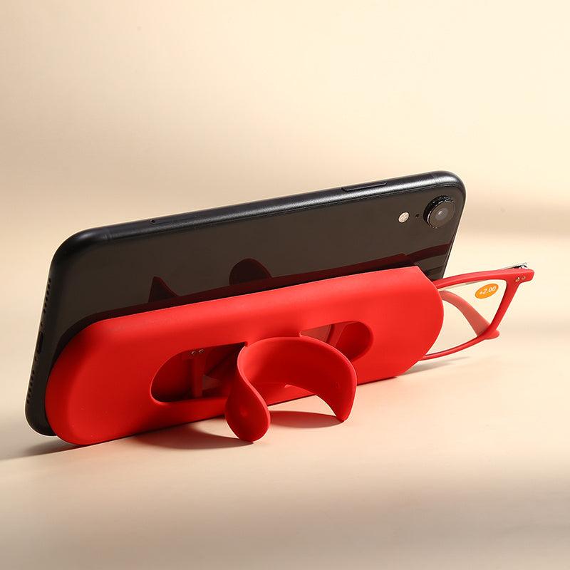Metal Frame Portable Reading Glasses with Case Sticker