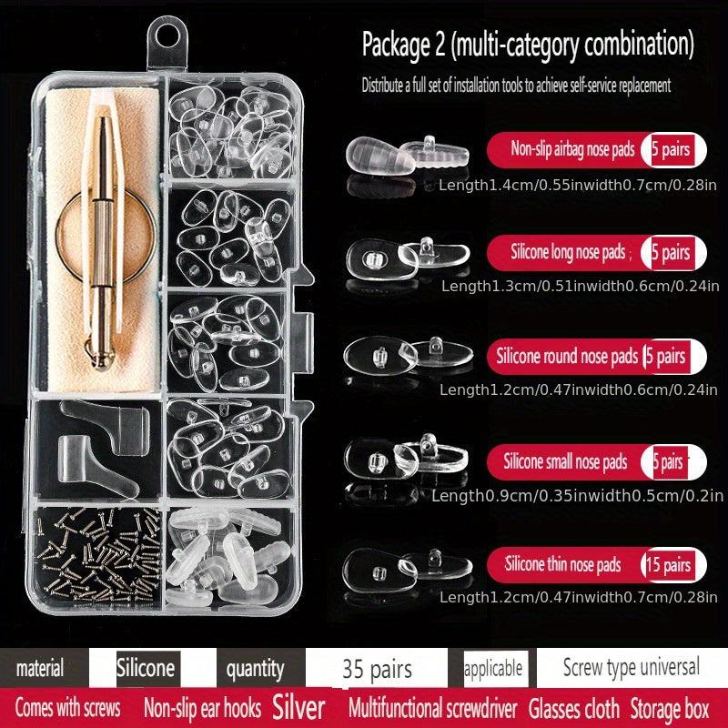 35 Pairs Non Slip Silicone Nose Pads For Glasses Repair Set For Sunglasses