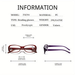 Presbyopia Corrective Eyeglasses for Men Women 1.0-4.0 Reading Glasses