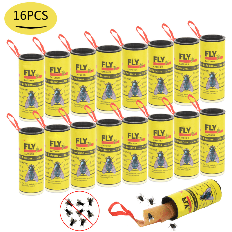 16pcs Sticky Fly Traps Non Toxic Kitchen Hanging Farm Long Lasting Easy