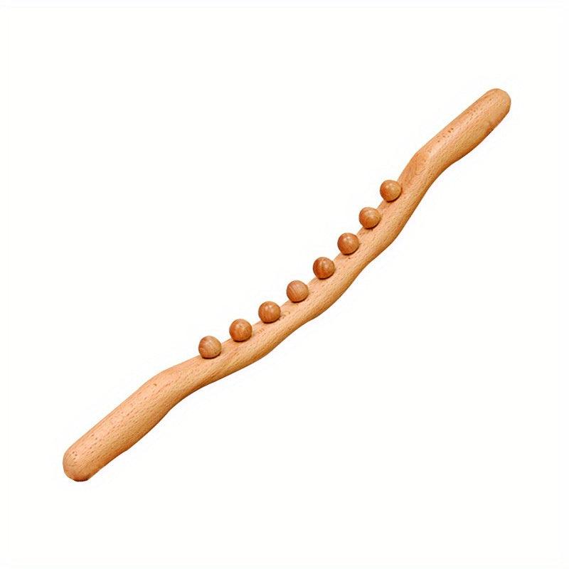Wooden Massage Stick 8 Beads Scraping Tool Lymphatic Drainage Massager