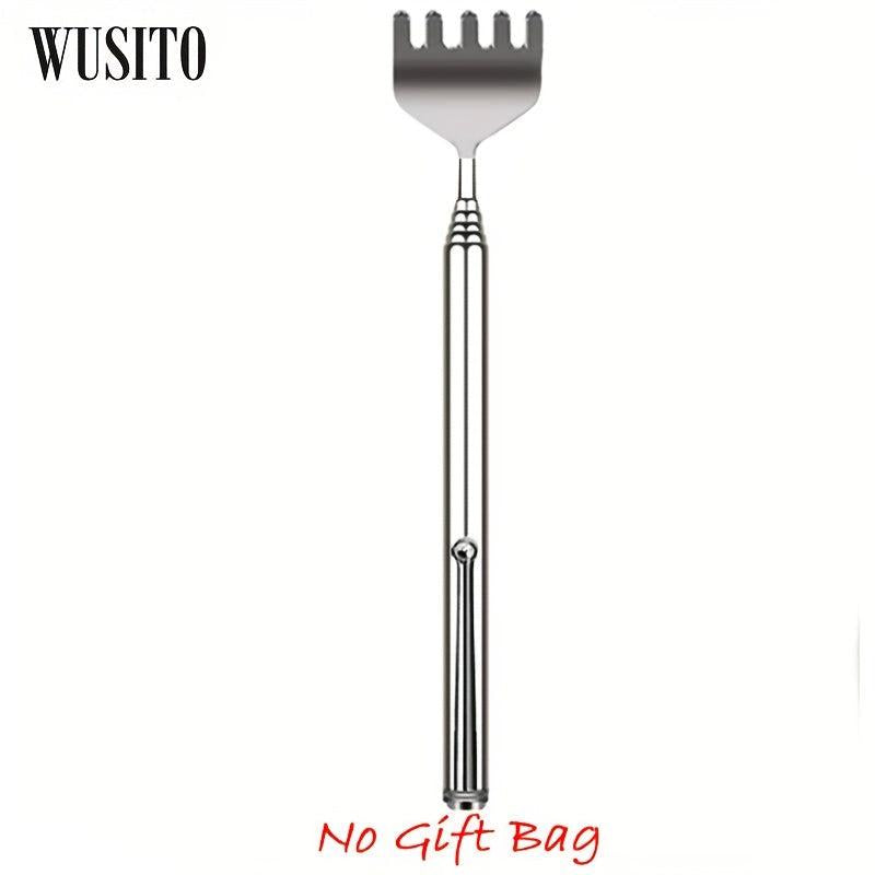 WUSITO Back Scratcher 4 Styles Stainless Steel Telescoping Massage Tool Gift Bag