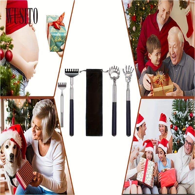 WUSITO Back Scratcher 4 Styles Stainless Steel Telescoping Massage Tool Gift Bag