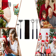 WUSITO Back Scratcher 4 Styles Stainless Steel Telescoping Massage Tool Gift Bag