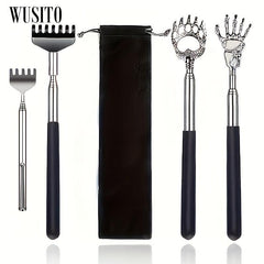 WUSITO Back Scratcher 4 Styles Stainless Steel Telescoping Massage Tool Gift Bag