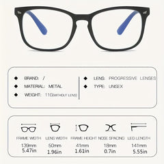 Clear Lens Glasses Square Frame Metal Decorative Glasses