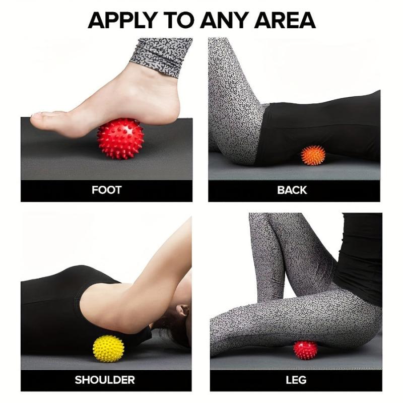 3pcs Spiky Massage Balls For Feet Back Hands Muscles - Firm, Medium, Soft