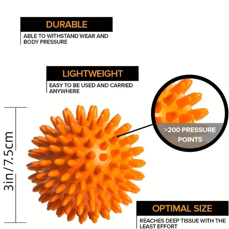3pcs Spiky Massage Balls For Feet Back Hands Muscles - Firm, Medium, Soft