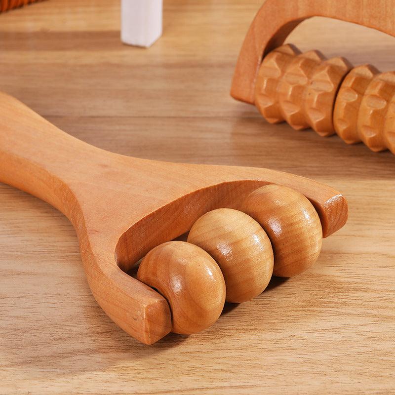 Wooden Roller Massager Neck Shoulder Leg Hand Massage Tool