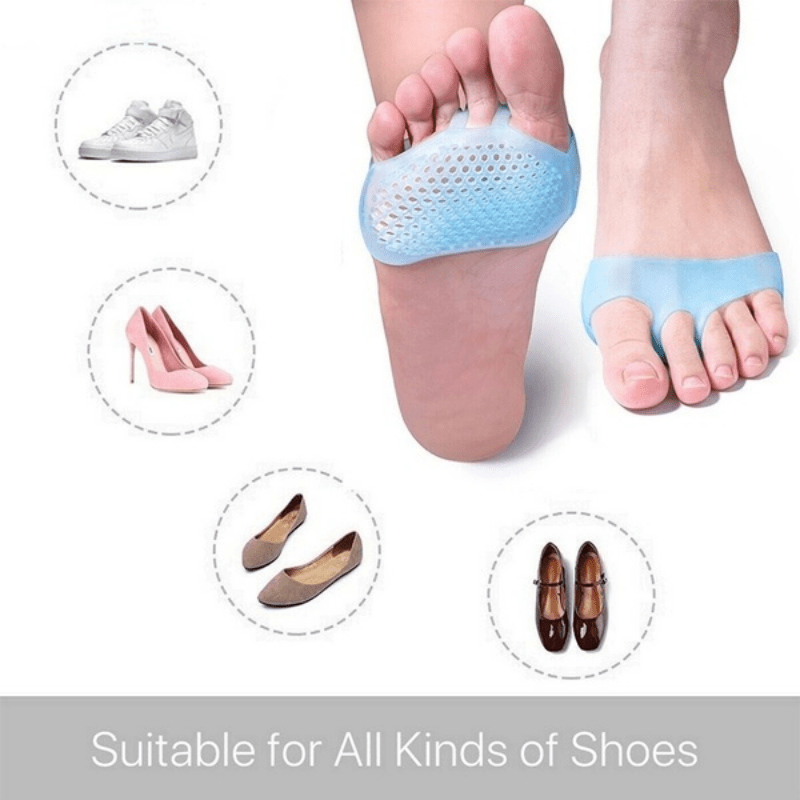 2pcs Soft Silicone Insoles Honeycomb Forefoot Reusable Shoe Cushion