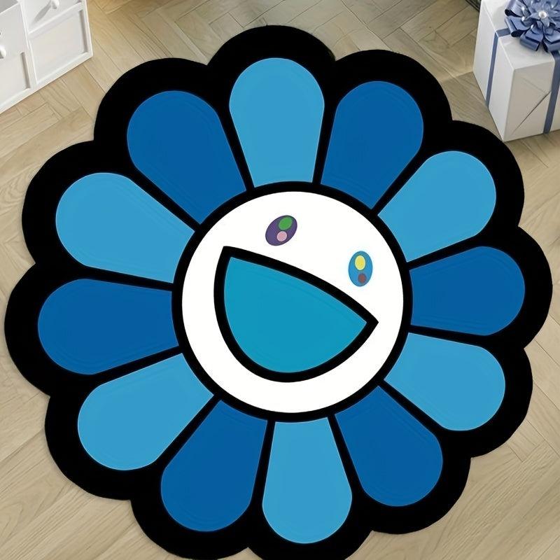 Sunflower Round Floor Mat Non-slip Carpet for Living Room Bedroom