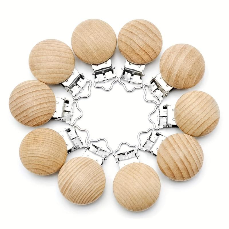 10pcs Non Toxic Wood Pacifier Clips Infant Pacifier Holder Accessories