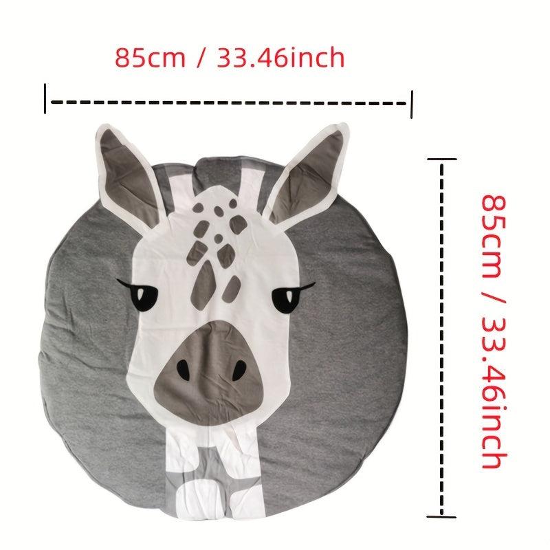 3D Animal Round Crawling Mat Baby Play Mat with Cotton Liner & Zipper