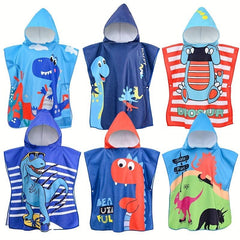 Kids Hooded Bath Beach Towel Boys Girls Absorbent Cartoon Animal Towel
