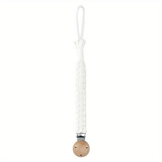 Vintage Crochet Baby Pacifier Clip Beech Wood Pacifier Chain DIY Dummy Holder