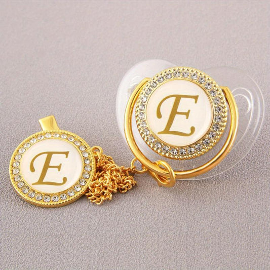 26 Letter Bling Pacifier & Chain Set for Babies