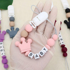 Personalized Silicone Crown Baby Pacifier Chain