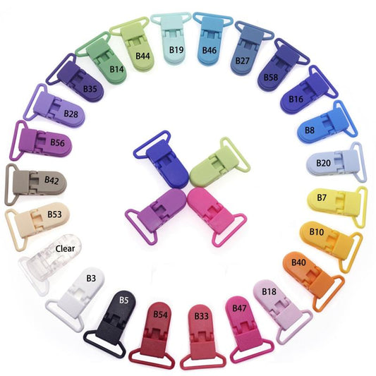 100 Pcs 20 Mixed Hot D Shape 25mm Plastic Baby Pacifier Clip