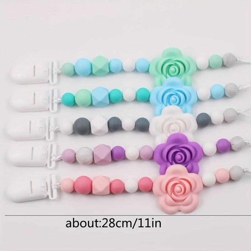 Rose Flower Pacifier Chain for Baby Teething & Anti Lost Strap