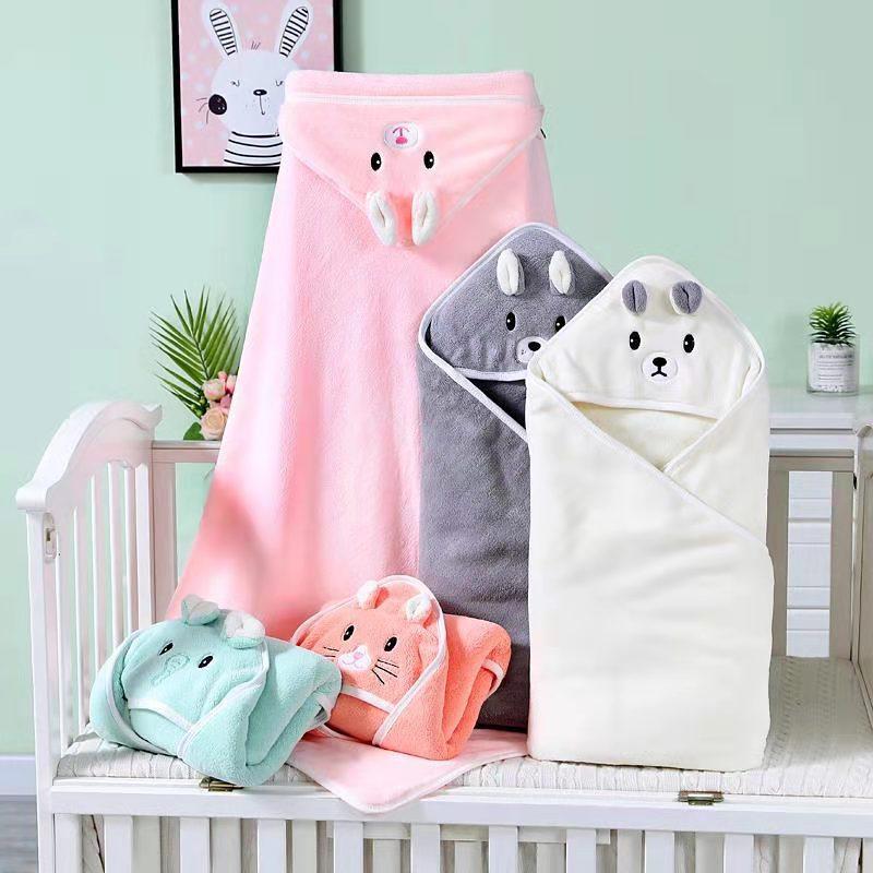 Newborn Hooded Coral Fleece Towel Blanket