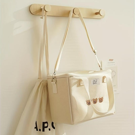Bear Embroidery Insulated Mommy Bag Multifunctional Mother And Baby Bag
