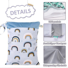 8 15 7 Inch Wet & Dry Bag Waterproof 2 Zip Pockets Swimsuit Cloth Diaper