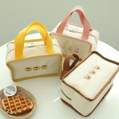 Embroidered Bento Bag with Bear & Rabbit