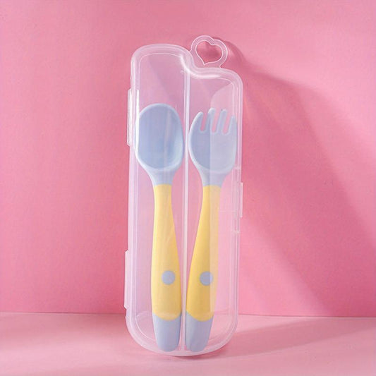 Toddler Utensils With Travel Case Baby Spoon And Fork Set For Self-feeding