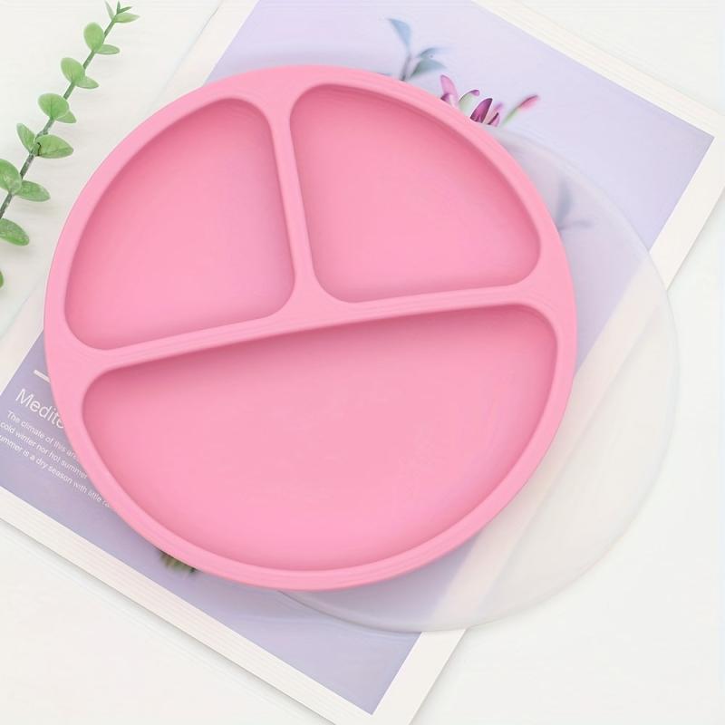 Silicone Divided Plate with Lid and Suction Cup - Microwave Safe