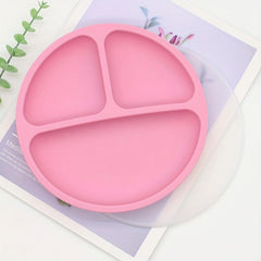Silicone Divided Plate with Lid and Suction Cup - Microwave Safe