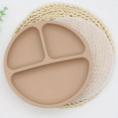 Silicone Divided Plate with Lid and Suction Cup - Microwave Safe