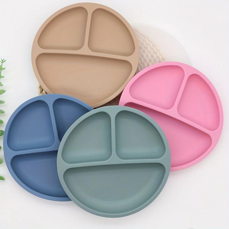 Silicone Divided Plate with Lid and Suction Cup - Microwave Safe