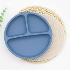 Silicone Divided Plate with Lid and Suction Cup - Microwave Safe