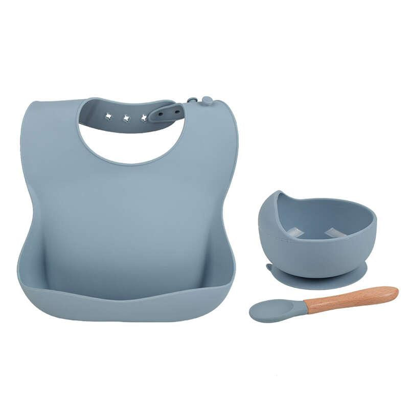 Silicone Baby Feeding Set with Bib, Suction Bowl & Spoon