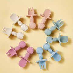 Silicone Baby Fork And Spoon Set for 4+ Months BPA Feeding Tableware