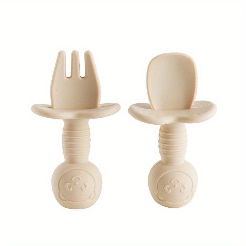 Silicone Baby Fork And Spoon Set for 4+ Months BPA Feeding Tableware