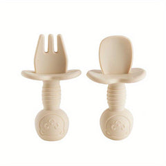 Silicone Baby Fork And Spoon Set for 4+ Months BPA Feeding Tableware