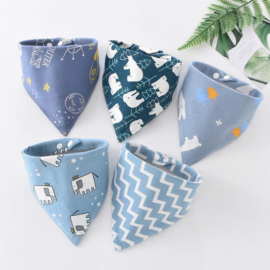 5pcs Baby Bib Triangle Double Layer Button Waterproof Newborn Bib