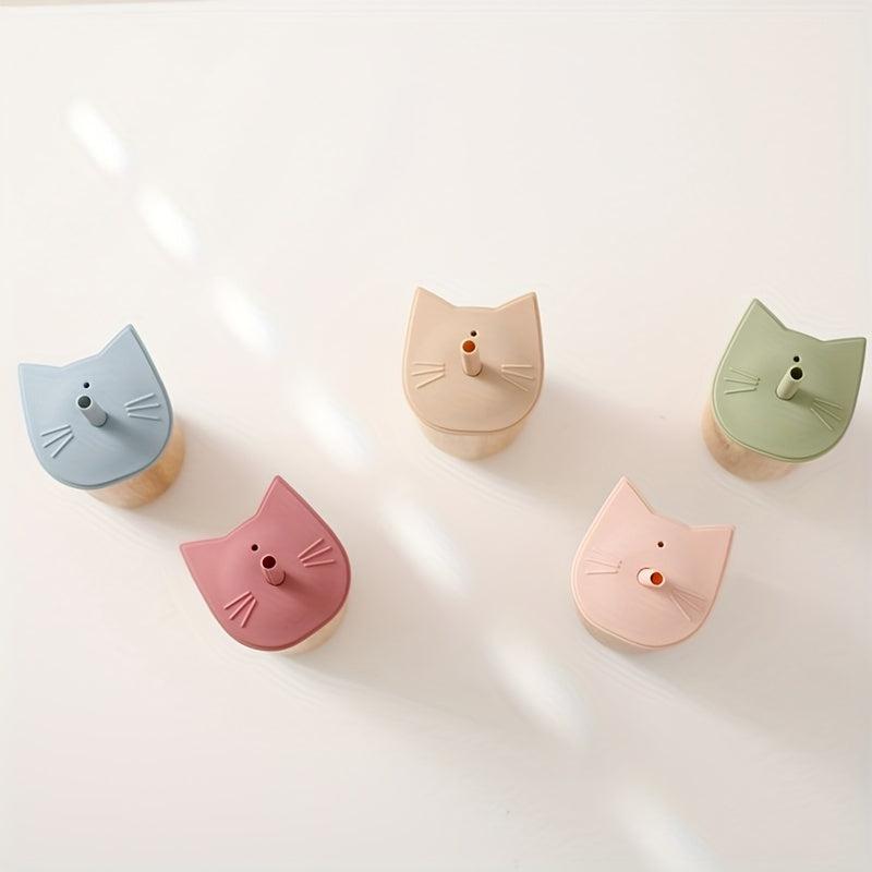 Cat Bamboo Cup with Silicone Lid for Baby Learning to Drink