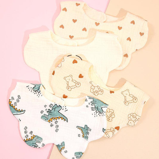 4pcs Gauze Print Baby Bibs for Boys Girls Feeding Drool Bibs