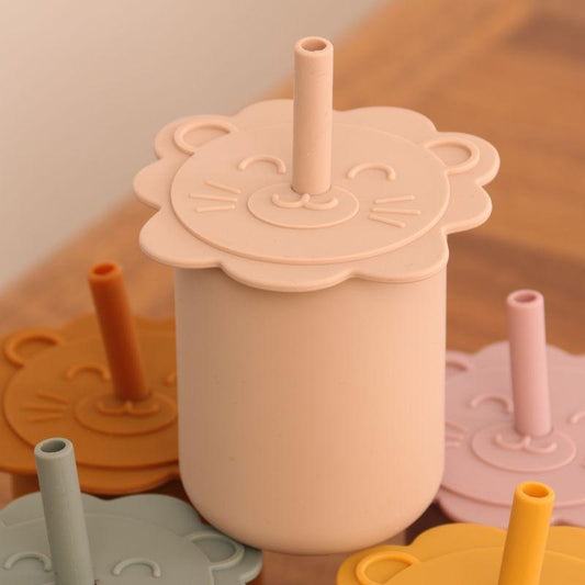 Cartoon Lion Straw Cup for Kids, Baby Water Cup