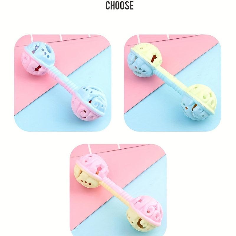 Colorful Double headed Handle Rattle Toy Baby Bell Baby Gnawing Toy