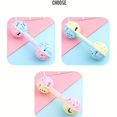 Colorful Double headed Handle Rattle Toy Baby Bell Baby Gnawing Toy